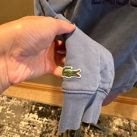 Lacoste Blue Embroidered Logo Sweatshirt Pullover Long Sleeve Crewneck Med RARE - Picture 3 of 9